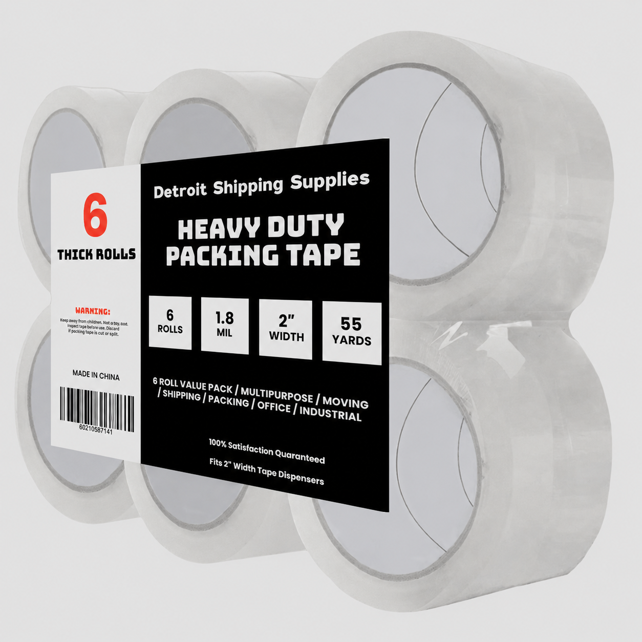 Economy Packing Tape, 6 Rolls – Clear, 1.8 Mil, 2" x 55 Yds, 330 Yds Total