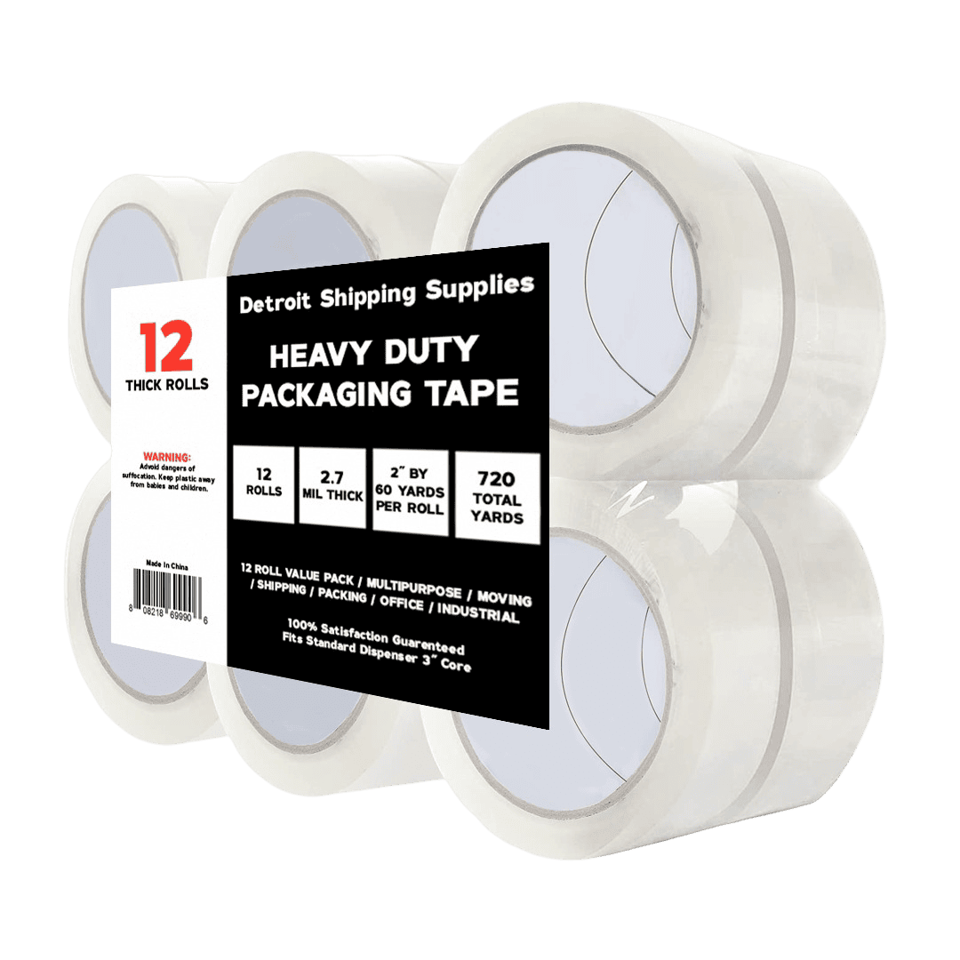 Heavy Duty Packing Tape, 12 Rolls – Clear, 2.7 Mil, 2" x 60 Yds, 720 Yds Total
